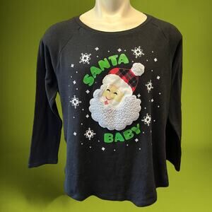 Santa Baby Christmas Sweater Sherpa Beard Holiday XXL Vintage 3D Warm Cozy Comfy